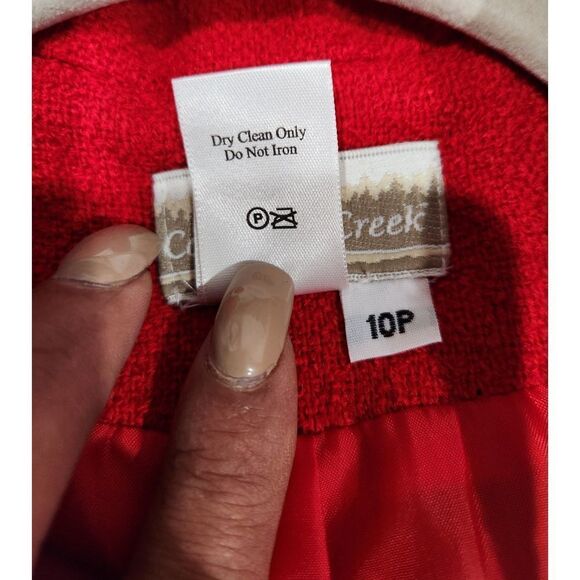 Coldwater Creek Red Wool Blend Boiled Wool Work Blazer Jacket, 10P - Picture 5 of 6